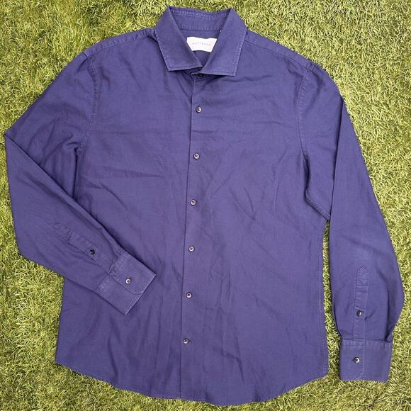Mott & Bow Wythe Spread Collar Heavy Italian Denim Shirt Dark Wash Navy Blue XL - Picture 1 of 9